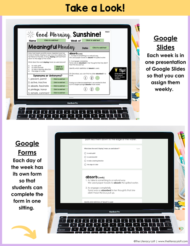 ELA Morning Work 3rd Grade {March} | Distance Learning | Google Slides