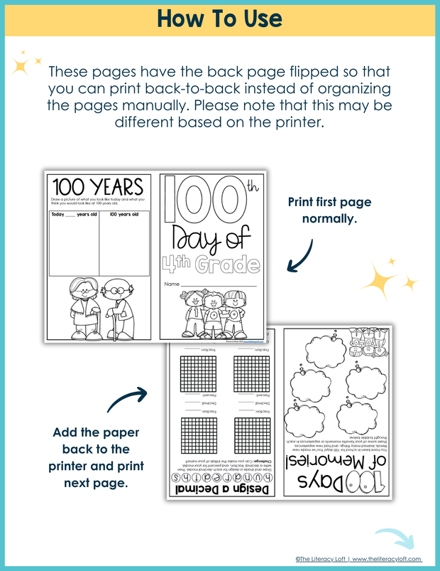 100th Day of School Math ELA Writing Prompts Coloring Pages 3rd 4th 5th Grade