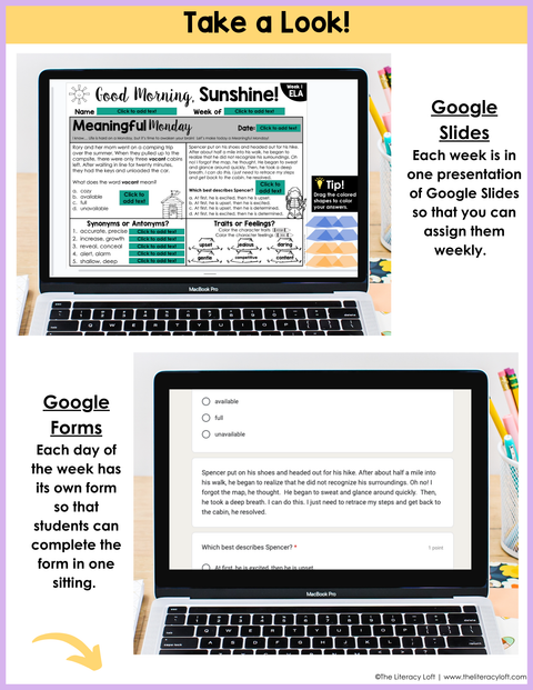 ELA Morning Work 5th Grade {August} | Distance Learning | Google Slides