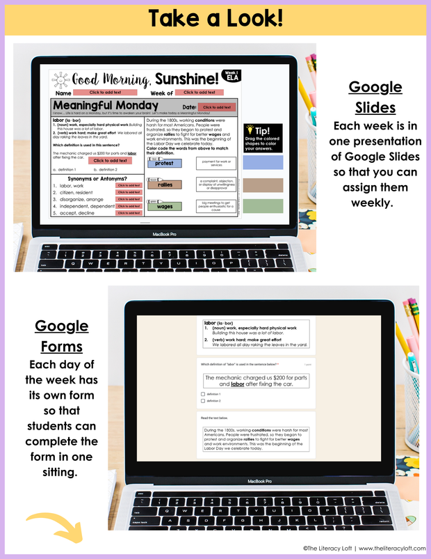 ELA Morning Work 4th Grade {September} | Distance Learning | Google Slides