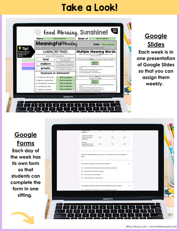 ELA Morning Work 3rd Grade {April} | Distance Learning | Google Slides