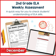 2nd Grade ELA Reading Comprehension Morning Work Assessment Winter Review - Dec