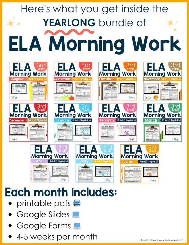 ELA + Math Morning Work Grades 1-3 Bundle