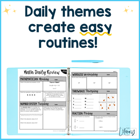 Math Daily Review 6th Grade Bundle | Printable | Google Apps