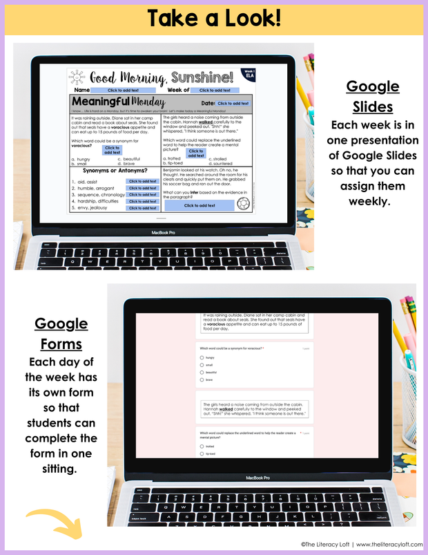 ELA Morning Work 4th Grade {May} | Distance Learning | Google Slides