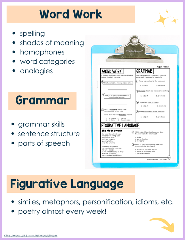 ELA Weekly Assessments 6th Grade  | Printable | Google Forms