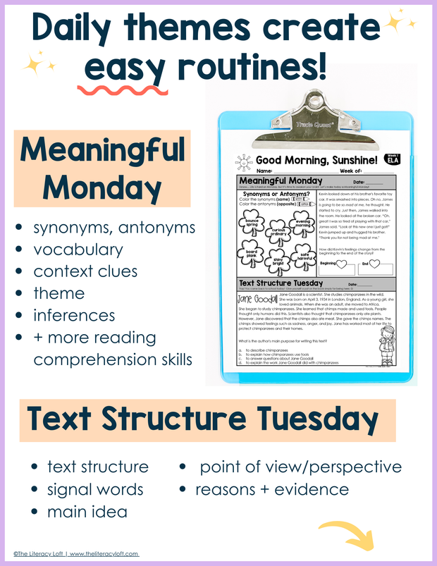 2nd Grade ELA Morning Work and Weekly Assessments Bundle