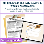9th-10th Grade ELA Daily Review & Assessment Reading Comprehension Bundle High School