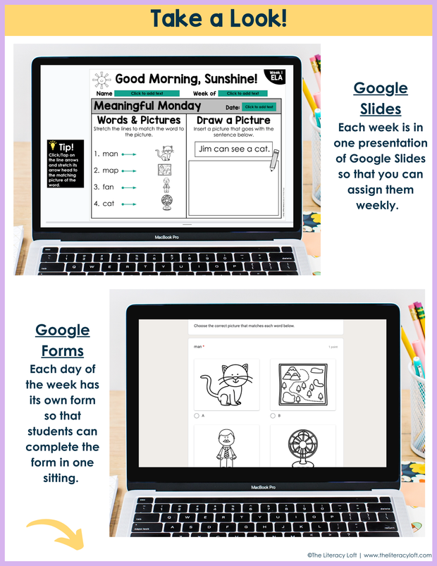 1st Grade ELA Morning Work (August) | Distance Learning | Google Slides