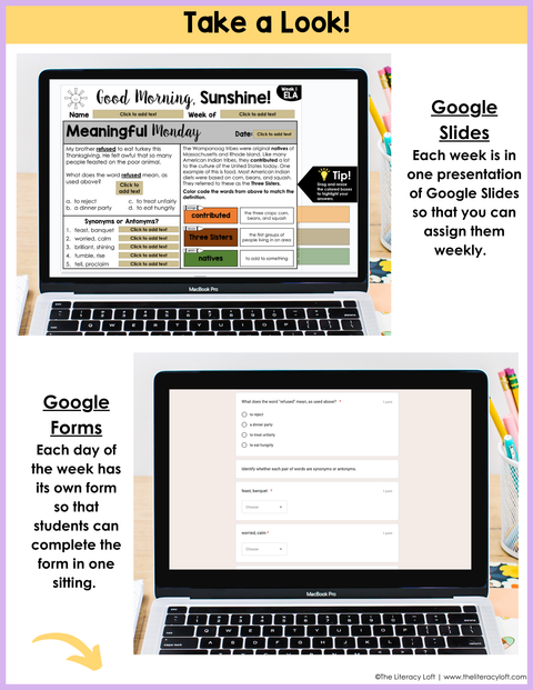 ELA Morning Work 3rd Grade {November} | Distance Learning | Google Slides