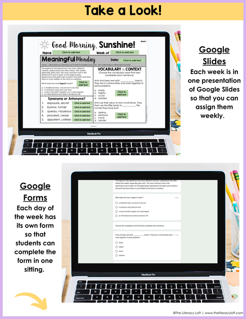 ELA Morning Work 4th Grade {March} | Distance Learning | Google Slides