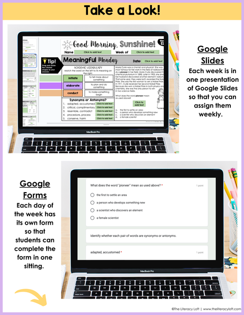 ELA Morning Work 5th Grade {March} | Distance Learning | Google Slides