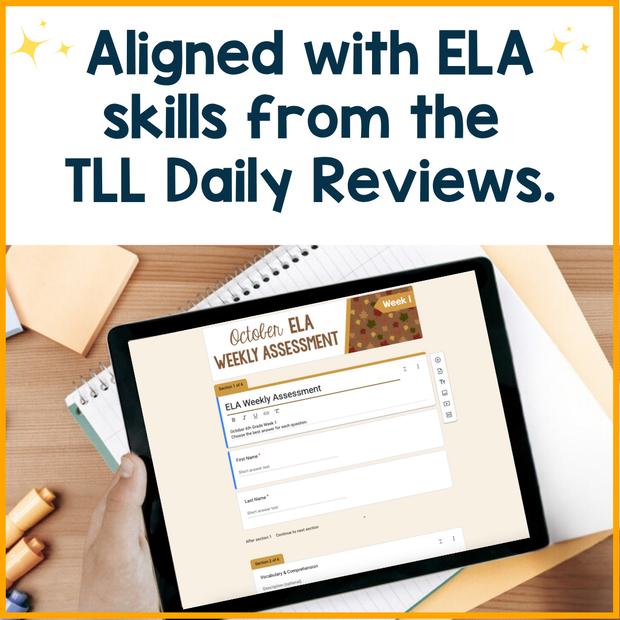 6th Grade ELA Reading Comprehension October Morning Work Assessment Daily Review