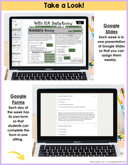 ELA Daily Review 7th Grade {August} | Distance Learning | Google Slides and Forms