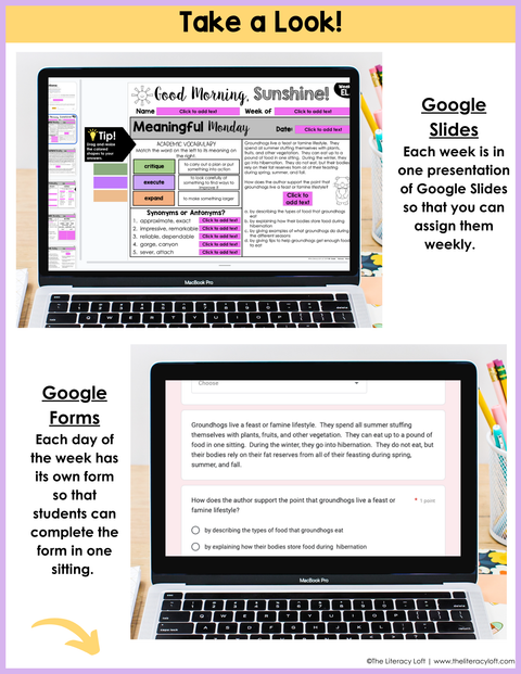 ELA Morning Work 5th Grade {February} I Distance Learning I Google Slides