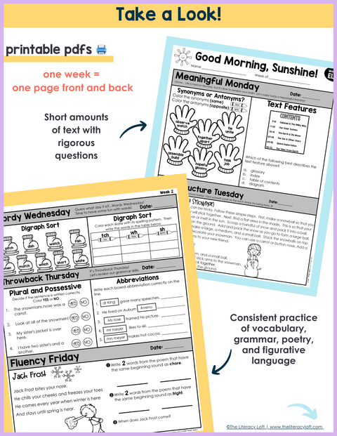 ELA Morning Work 2nd Grade {January} I Distance Learning I Google Slides