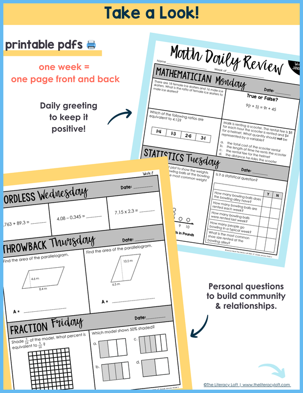 Math Daily Review 6th Grade {January} | Distance Learning | Google Apps