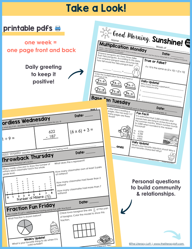 Math Morning Work 3rd Grade {January} I Distance Learning I Google Apps