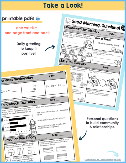 Math Morning Work 2nd Grade {January} I Distance Learning I Google Apps