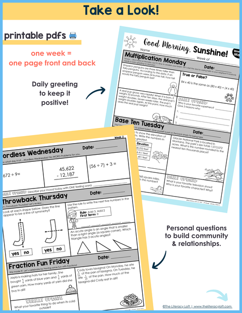 Math Morning Work 4th Grade {January} I Distance Learning I Google Apps