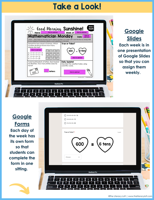 Math Morning Work 2nd Grade {February} I Distance Learning I Google Apps