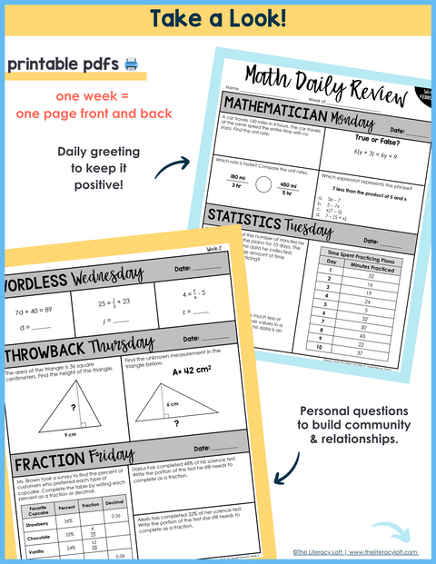 Math Daily Review 6th Grade {February} | Distance Learning | Google Apps