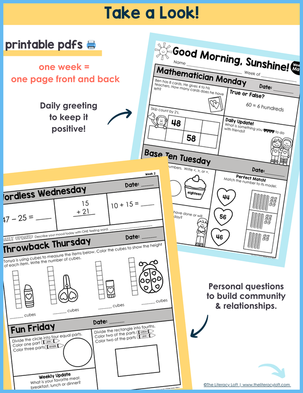 Math Morning Work 1st Grade {February} I Distance Learning I Google Apps