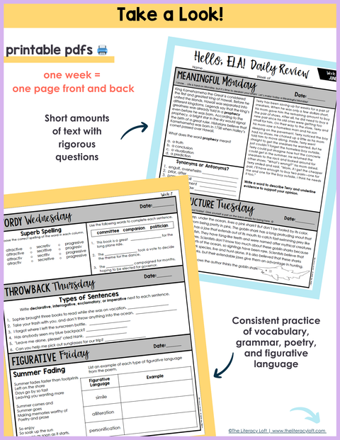 ELA Morning Work 5th Grade {June} | Distance Learning | Google Slides