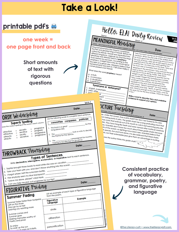 ELA Morning Work 5th Grade {June} | Distance Learning | Google Slides