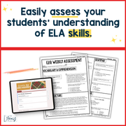 5th Grade ELA Reading Comprehension Morning Work Assessment Winter Review - Dec