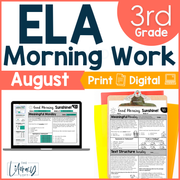 ELA Morning Work 3rd Grade {August} | Distance Learning | Google Slides