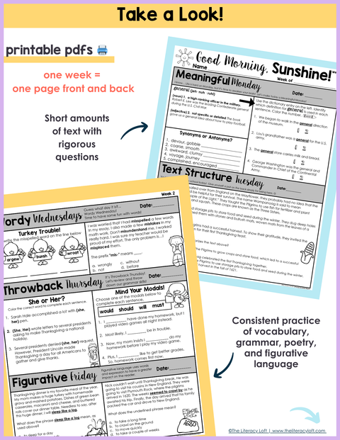 ELA Morning Work 4th Grade {November} | Distance Learning | Google Slides