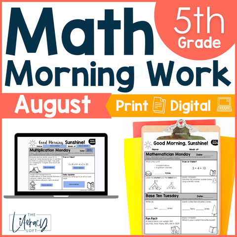 Math Morning Work 5th Grade {August} | Distance Learning | Google Slides