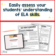 8th Grade ELA Reading Comprehension Morning Work Assessment Winter Review - Dec