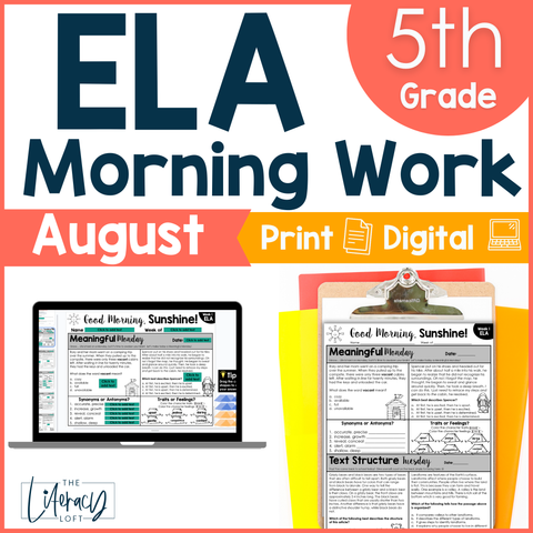 ELA Morning Work 5th Grade {August} | Distance Learning | Google Slides