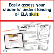 3rd Grade ELA Reading Comprehension Morning Work Assessment Winter Review - Dec