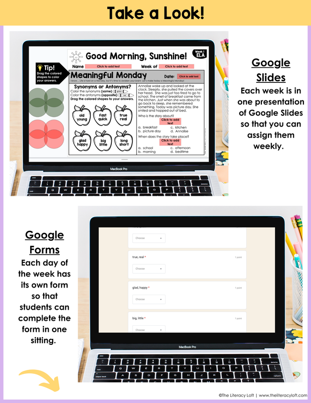 ELA Morning Work 2nd Grade Bundle | Printable | Google Apps