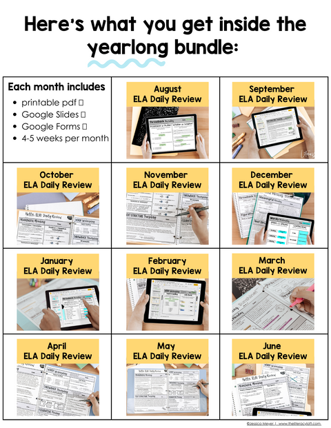 ELA Daily Review 7th Grade Bundle | Printable | Google Apps