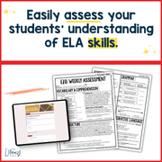 6th Grade ELA Reading Comprehension Morning Work Assessment Winter Review - Dec
