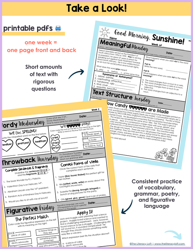 ELA Morning Work 4th Grade {February} I Distance Learning I Google Slides