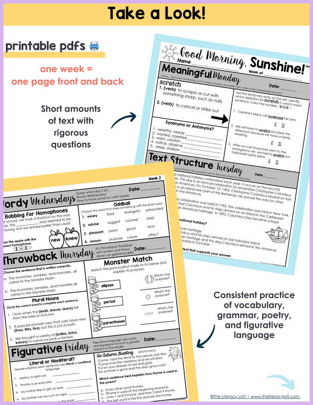 ELA Morning Work 3rd Grade {October} | Distance Learning | Google Slides