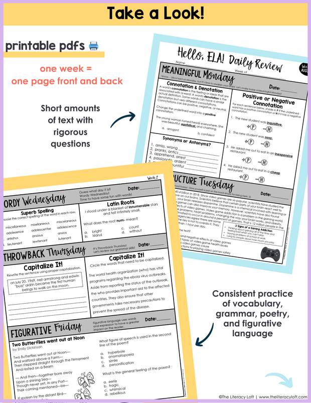 ELA Daily Review 8th Grade {August} | Distance Learning | Google Slides and Forms