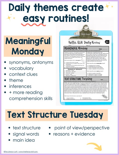 6th-7th Grade ELA Daily Review and Weekly Assessment Bundle