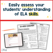 9th Grade ELA Reading Comprehension Morning Work Assessment Winter Review - Dec