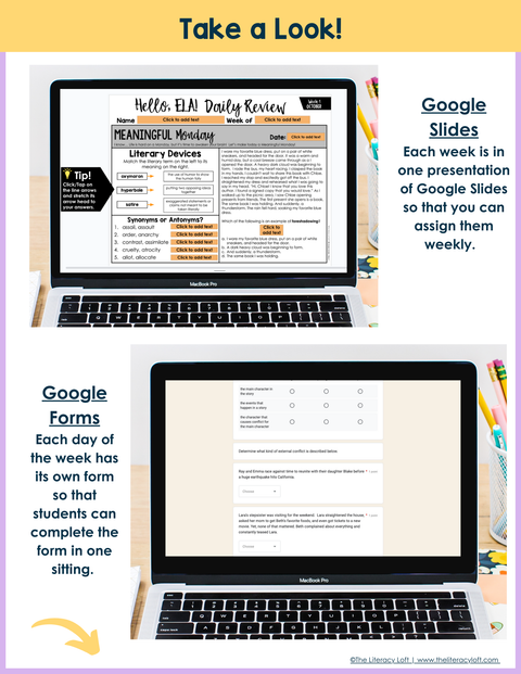 ELA Daily Review 8th Grade Bundle | Printable | Google Apps