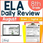 ELA Daily Review 8th Grade {August} | Distance Learning | Google Slides and Forms