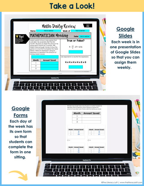 Math Daily Review 6th Grade Bundle | Printable | Google Apps