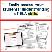 7th Grade ELA Reading Comprehension Morning Work Assessment Review Winter - Dec