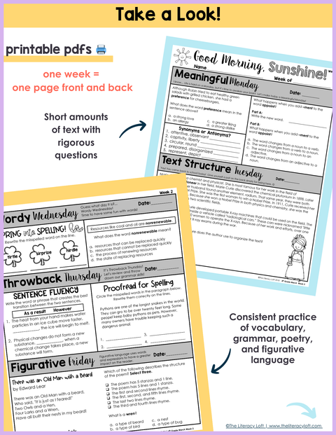 ELA Morning Work 4th Grade {March} | Distance Learning | Google Slides