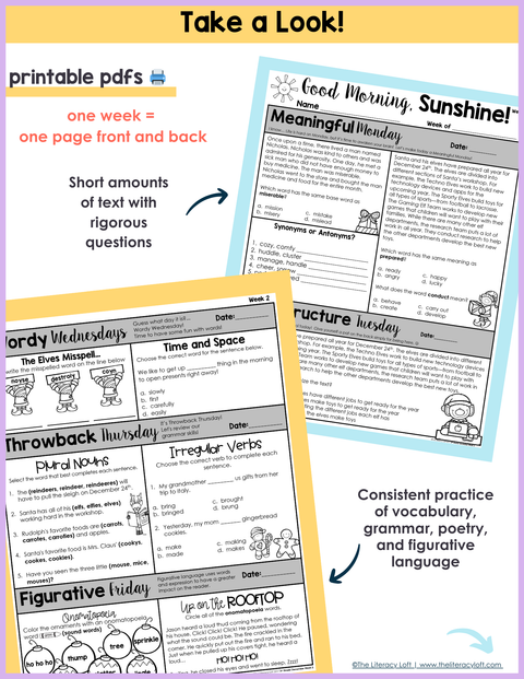 ELA Morning Work 3rd Grade {December} I Distance Learning I Google Slides